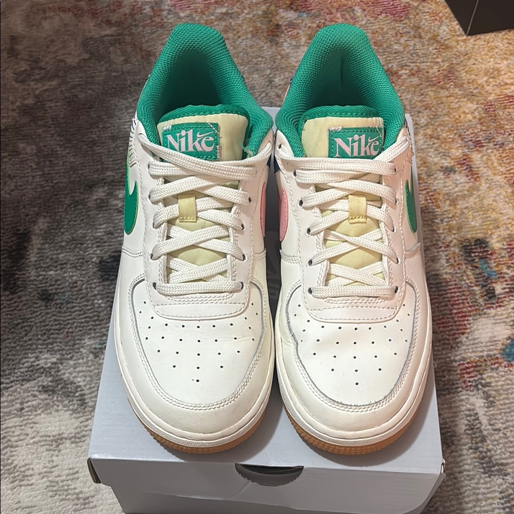 Nike Kids' White and Green Sneakers